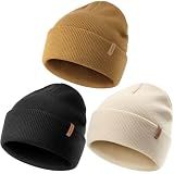 OLIKER 3 Pack Beanie for Men Women, Winter Double Layer Warm Hat Skull Cap