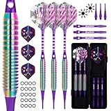 MageRabbit Darts Plastic Tip Set 3pcs with Carrying Case+6 Dart Flights+6pcs Shafts+6pcs Dart Soft Tip+Dart Tools, Professional Soft Darts,Plastic Darts for Electronic Dart Board