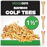 Wedge Guys Bamboo Golf Tees 1-1/2" | 100 pcs. | Extra Durable & Stronger Than Wood Tees | Biodegradable & Less Friction | PGA Professional Approved, Golf Tees Bulk Bag