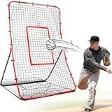 Durable Baseball Rebounder Net, 6x4 FT Pitchback Nets 5 Angles Simulate Grounder,Pop Fly,Line Drive,Softball Rebounders for Pitching,Fielding,Catching Solo Practice,Rebound Net with Strike Zone