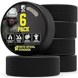 EAGLES Ice Hockey Pucks 1, 2, 3, 6 or 50 Pack | High Grade Pucks Official Regulation Weight & Size for Practice & Classic Training - 6 oz Diameter 3" Thickness 1" Black Hockey Puck Roller Hockey
