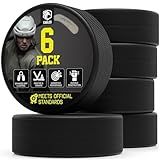 EAGLES Ice Hockey Pucks | High Grade Pucks Official Regulation Weight & Size for Practice & Classic Training - 6 oz Diameter 3" Thickness 1" Black Hockey Puck | Roller Hockey 6 Pack