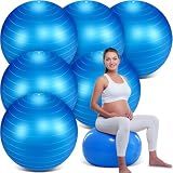 Hungdao 6 Pack Exercise Ball Bulk Inflatable Pregnancy & Workout Ball 22 Inch Heavy Duty Pilates Ball for Yoga Stretching Therapy Balance Physical Fitness(Blue)