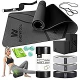Yoga Starter Kit 12 in 1 - Yoga Set Include Yoga Mat, Foam Roller, 4 Resistance Bands, Yoga Blocks 2 Pack with Strap, 2 Peanut Massage Balls Set, Yoga kit and Sets for Beginners, Women Men