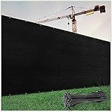 ColourTree 5' x 50' Black Fence Privacy Screen Windscreen Cover Fabric Shade Tarp Netting Mesh Cloth - Commercial Grade 170 GSM - Cable Zip Ties Included - We Make Custom Size