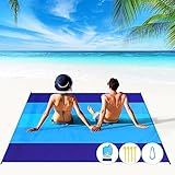 BYDOLL Beach Blanket 78''×81'' 4-7 Adults Oversized Lightweight Waterproof Sandproof Beach Blanket Large Picnic Mat for Travel Camping Hiking Picnic(78" X 81", Blue-Mixed)