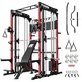 RitFit M1 Pro Smith Machine Package, All-in-One Power Cage with Weight Stack Set, Includes LAT Pulldown & Cable Crossover System for Home Gyme
