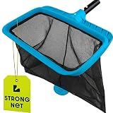 Pool Skimmer Net for Cleaning – Heavy Duty Deep Mesh Pool Net Skimmer - Fine Leaf Rake Net for Swimming Pools, Ponds - Strong Frame - Fits Standard Pool Poles (Net Only, No Pole) - Blue
