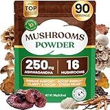 Venture Pal 16-in-1 Mushroom Powder 17,300mg with Adaptogens for Coffee & Tea | Ashwagandha, Lion’s Mane, Rhodiola | 10:1 Extract from 100% Fruiting Bodies | 90 Servings