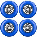 WHEELCOME Inline Skate Wheels with Bearings ABEC-9 and Floating Spacers for Blades Roller Hockey Skates, 85A Indoor & Outdoor, 64mm/70mm/72mm/76mm/80mm Dia, 4-Pack (Blue, 76mm)