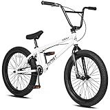 cubsala Freestyle BMX Bike, 20 Inch Yaphet Bicycle for Teen Beginner and Adult Riders, Bike with Hi-Ten Steel Frame, White