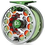 Piscifun Sword Fly Fishing Reel with Line, Pre-Loaded CNC Machined Aluminum Alloy, Light Weight and Corrosion Resistant Design, 3/4W Gunmetal