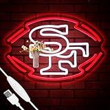 Football Team Neon Sign, Cool Dimmable Light Up Football Team Logo Hanging USB Powered for Wall Decor, Man Cave, Bedroom, Game Room Deco, Birthday Christmas Merch Gift for Boys Fans