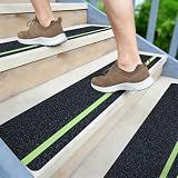 LifeGrip Anti Slip Traction Treads 10 Pack, 6"x32" with Glow in Dark Stripe, Best Grip Tape Grit Non Slip, Outdoor Non Skid Tape, High Traction Friction Abrasive Adhesive for Stairs Step