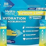 HydroMATE Electrolyte Powder Lemon Lime Hydration Packets Low Sugar 30 Count