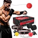 KTEBO® Boxing Reflex Ball Headband Set - Includes 4 Different Balls, 2 Adjustable Headbands and 2 Boxing Hand Wraps for Beginner Proficiency Improvement, Great Boxing Equipment