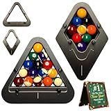 Precision-Engineered Professional Billiard Rack System That Eliminates Gaps,Heavy Duty Solid Wood Billiard 8-Ball/9-Ball Pro Triangle/Diamond Pool Ball Racks,Adjustable Billiards Accessories (2MIX)