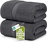 Utopia Towels Jumbo Bath Sheets, 2 Pack, 35x70 in, 600 GSM Cotton, Grey