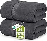 Utopia Towels Jumbo Bath Sheets, 2 Pack, 35x70 in, 600 GSM Cotton, Grey | Extra Large Ring Spun Cotton Bath Sheets - Soft, Plush, Quick-Drying, Highly Absorbent, Great for Everyday Use