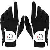 FINGER TEN Rain Grip Golf Gloves Men 1 Pair (Black, Large)