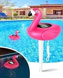 FirstE 2026 Upgrade Solar Digital Pool Thermometer Come with Rope | Backlit LCD Display for Easy Read | Flamingo Pool Temperature Thermometer Floating Design | Ultra-accurate Temperature Gauge for Spa