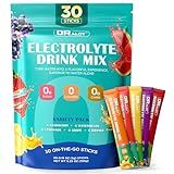 Dralot Juicy Splash 30 Packs Sugar Free Electrolytes Powder w/Natural Flavor, Liquid Daily IV Recharge+Tech. Mix 5 Electrolyte for Balance, Raw Seasalt Hydration Packets for GF, Vegan, Non-GMO, Keto