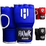 Hawk Padded Inner Gloves Training Gel Hand Wraps for Boxing Quick Wraps Men & Women Kickboxing Muay Thai MMA Bandages Fist Knuckle Wrist Protector Handwraps (Pair) (Blue, L/XL) - MMA Glove