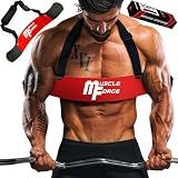MuscleForge Arm Blaster for Biceps & Triceps - Thick Steel Bicep Curl Isolator with Neoprene Neck Padding, Adjustable Straps, Bicep Blaster Support for Bodybuilding & Weightlifting, 23in