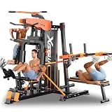 XGSW Multi-Function Home Gym Workout Station, Featuring a Pulley System, arm Trainer, and Leg Trainer for Full-Body Workouts. (L03-3【154LBS】 Three-Person Fitness Station Only)