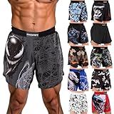 ROAR-INT BJJ Shorts Grappling Kickboxing Muay Thai Boxing Shorts MMA Fight Shorts for Men (US, Alpha, Small, Regular, Regular, Grey-Web)