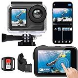 icefox i7 Action Camera 4K 60FPS 52MP with 2X 2150mAh Batteries, Underwater Camera with 5X Zoom, EIS, Powered by Snappro App,Support Video&Photo Editing,Waterproof, WiFi Remote Control