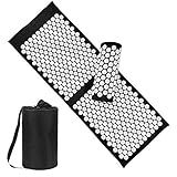 XiaoMaGe Acupressure Mat and Pillow Set with Bag - Extra Long Acupuncture Mat for Neck & Back Pain Relief- Naturally Relaxation Gift for Women - Stress Relief Massage Mat (Black)