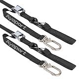 Ayaport Motorcycle Tie Down Straps 1.1” x 7’ (with Swivel Carabiner Hooks) Cam Buckle Tie Downs, Handlebar Strap for Dirt Bike, Motor Bike, Kayak, Car, Truck, Boat, Cargo, Black (1.1" x7'-2pcs)