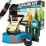 Essential Slackline Kit for Kids & Adults - 60ft Ninja Line (Blue)