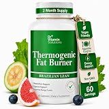 Thermogenic Fat Burner Brazilian Lean, Weight Loss Pills for Women, Waist Trimmer & Supplements for Bloating for Women & Men, 60 Capsules