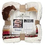 CARSTENS, INC. Wrangler Ultra Premium Super Soft Plush Sherpa Fleece Oversized Throw Blanket 54" x 68", Running Horses