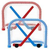 JolliLudo Mini Tabletop Hockey Game Set Including 2 Pcs Goal Nets 2 Pcs Ice Hockey and 2 Sticks Christmas Indoor Desk Novelty Toy Fast Paced Fun Sport Party Games for Xmas Adults