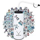 RhythmFit Hockey Gifts,1 Pack Hockey Water Bottle with Long Straw and 100PCS Stickers Accessories Stuff for Boys Men Player Lovers (1L,Squeeze,BPA-Free)