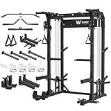 MAJOR FITNESS F22 Power Rack, 1600lbs All-in-One Squat Rack with Cable Crossover, Dual Pulley System, Heavy-Duty Steel Frame, Attachments & Storage for Home Gym Strength Training, Black