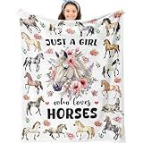 Jepufo Horse Gifts for Girls Women, Horses Blanket for Girls