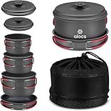 ALOCS Camping Cookware Portable Pots and Pans Set for Outdoor Backpacking