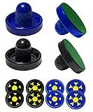 Joovon Air Hockey Pushers and Air Hockey Pucks, Non-Slip Strikers and Dynamic Pucks for Air Hockey Table Game for Adults and Kids,Replacement Accessories for Game Tables (Blue and Black)