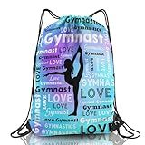 HJKLONE Gymnastics Drawstring Backpack Love Gymnastics Bag Team Gifts (Muiltcolor, 1Pcs)