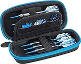 Casemaster Sentry 6 Dart Case - Slim, Holds Extra Accessories, Tips, Shafts and Flights - Compatible with Steel and Soft Tip Darts - Impact & Water Resistant TacTech Shell - Blue Zipper