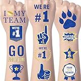 Blue Gold Team Spirit Tattoos - Gameza 138PCS Blue Gold Spirit Party Favors Supplies Decorations Glitter School Spirit Week Temporary Tattoos Stickers for Classroom Cheerleading Teams Games Rewards
