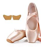 Adult Ballet Satin Pointe Shoes for Girls and Ladies Professional Ballet Dance Shoes with Ribbon for School or Home (Pink,X-Small)