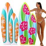 JellyArch 4 Pcs Luau Inflatable Surf Board Summer Beach Pool Decorations Blow up Surfboard Float Decoration for Surf Hawaiian Theme Summer Sea Party, 59 Inch, 36 Inch