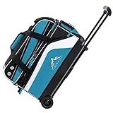 GoHimal Double Roller 2 Ball Bowling Bag with Separate Shoe Compartment for Bowling Shoes (Up To US Men Size 15) and Abundant multifunction Accessory Pocket, Upgraded fabric, Retractable Handle -