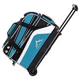 GoHimal Double Roller 2 Ball Bowling Bag with Separate Shoe Compartment for Bowling Shoes (Up To US Men Size 15) and Abundant multifunction Accessory Pocket, Upgraded fabric, Retractable Handle -