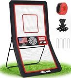 ZEALFEEL Lacrosse Rebounder, 4x7FT/4x6FT Lacrosse Rebound for Backyard with 5 Rebound Angles, Target Strip, Bounce Back Net Perfect for Lax Baseball Volleyball & Soccer Practice